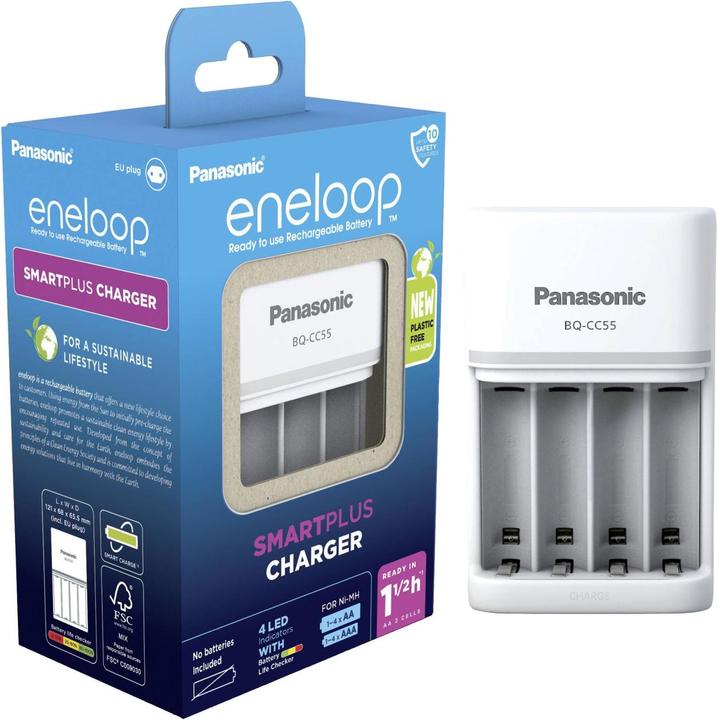 Panasonic eneloop Smart & Quick Charger BQ-CC55E (1 Stk., AA, Ladegerät ohne Akku)