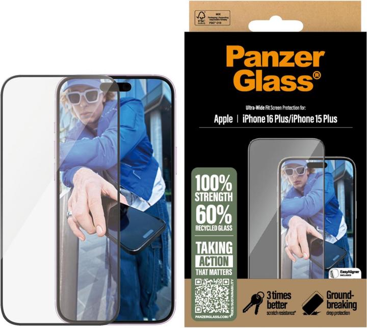 Actual product image PanzerGlass Ultra-Wide Fit (1 Piece, Apple iPhone 16 Plus)