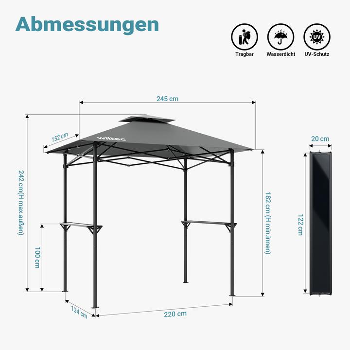 Produktbild Wiltec Faltpavillon (152 cm, 245 cm)