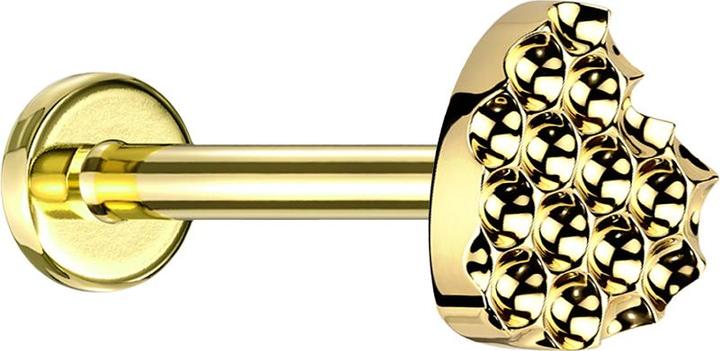 Star Piercing Micro Labret Innengewinde vergoldet gepunkteter Diamantschliff Herz vergoldet (ohne Messing, Titan G23)
