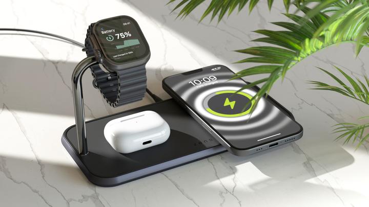 Produktbild Zens Dual+Watch Aluminium Magnetic Wireless Charger Black (20 W)