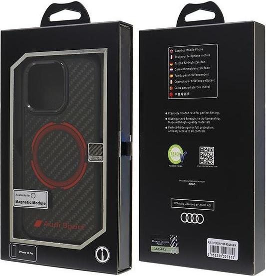 Produktbild Audi Carbon Fiber Sport Red Circle MagSafe iPhone 16 Pro 6.3" czarny/black hardcase AUS-TPUPCMIP16P- (Apple iPhone 16 Pro)