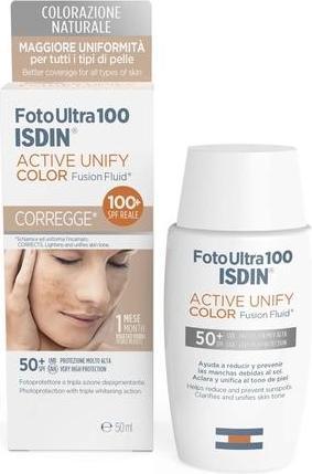 Actual product image Isdin FotoUltra 100 Active Unify Colour Fusion Fluid Face Sunscreen SPF50 50ml (Sun cream face, SPF 50, 50 ml)