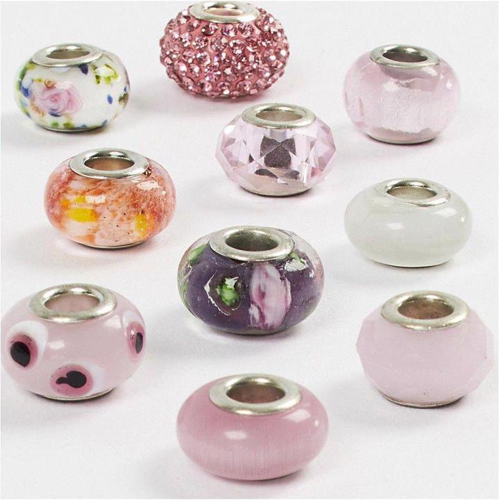 Actual product image Creativ Company Glass beads pink, 13-15 mm, 10 ass.