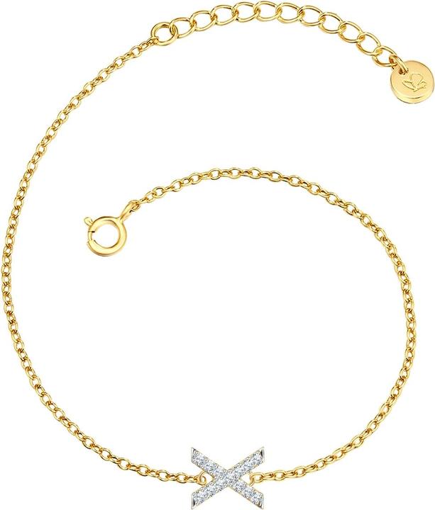 Image du produit Glanzstücke München Lettre X Femme Argent Sterling Zirconia Or Jaune 17,0 cm Longueur de base + 3,0 cm Extension - 32084 (17 cm, Argent Sterling)