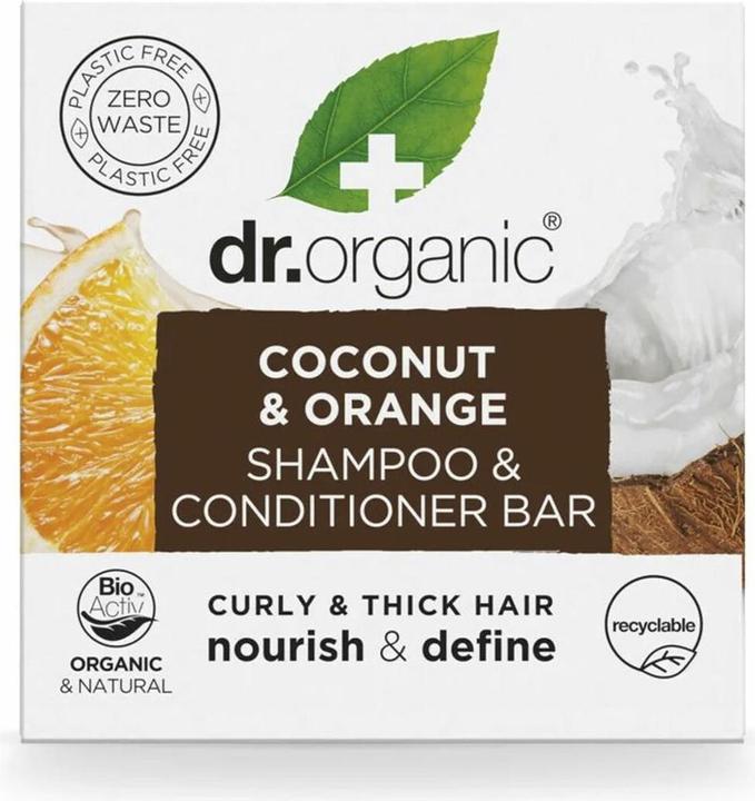 Image du produit Dr. Organic Shampooing et après-shampooing Dr Organic à la noix de coco et à l'orange pour nourrir les cheveux (Shampoing solide)