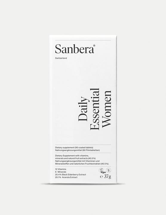 Valeurs nutritives et ingrédients Sanbera Femmes essentielles quotidiennes (90 pièce(s), Cachets)