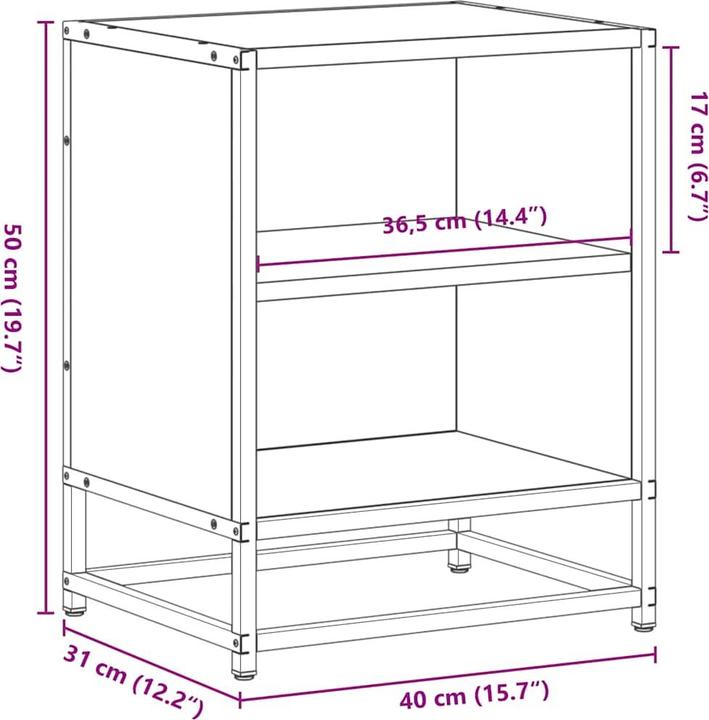 Produktbild VidaXL Nachttische 2 Stk. Sonoma-Eiche 40x31x50cm Holzwerkstoff Metall (40 x 31 x 50 cm)