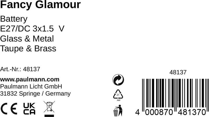 Nährwerte und Zutaten Pauleen Mobile Tischleuchte Fancy Glamour (40 lm, E27)