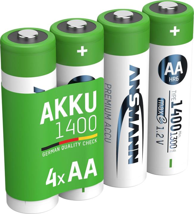 Ansmann NiMH Akku Mignon AA Typ 1400 (min. 1300 mAh) maxE (4 Stk., AA, 1400 mAh)
