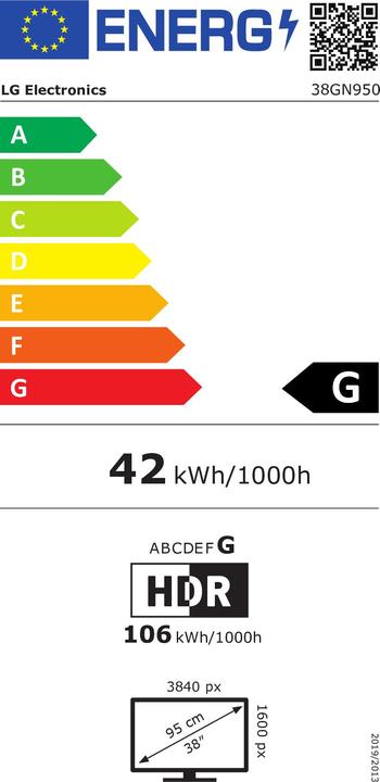 Energielabel LG 38GN950-B (3840 x 1600 pixels, 37.50")