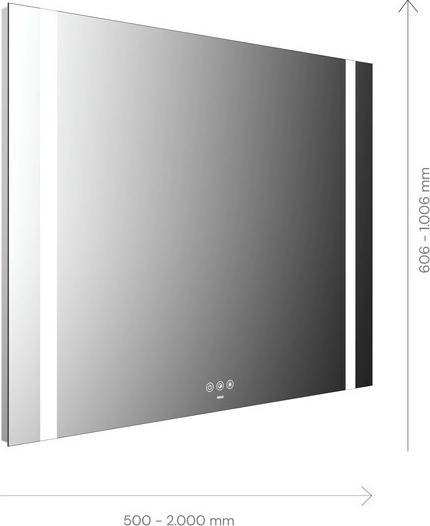 Actual product image Emco MI 500+ LED light mirror, two light cut-outs on the side, touch control panel, width 1800mm, 11 (180 x 16 cm)