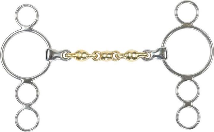 Actual product image Shires Brass Waterford bit 3-ring snaffle double broken