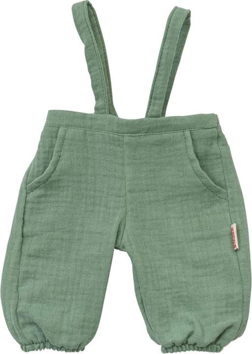 Immagine prodotto Heless Salopette per bambole in 100% cotone biologico, verde salvia, con maglietta bianca, 2 pezzi, taglia