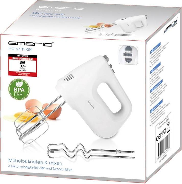 Immagine prodotto Emerio Impastatrice a mano con gancio per impasto, funzione Slow Start, Turbo (250 W)