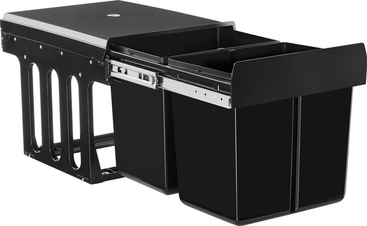 tectake Collecteur de déchets Ashlyn, séparation 2-fach, 30L, rails télescopiques (30 l)