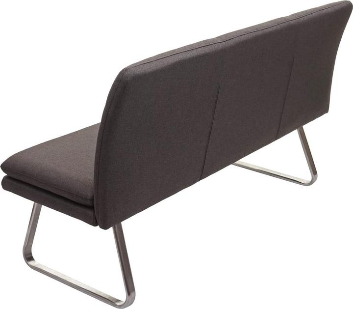 Produktbild Swisshandel24 Sitzbank, Esszimmerbank Bank Polsterbank, Rückenlehne Stoff/Textil Edelstahl gebürstet - grau-braun (160 cm)