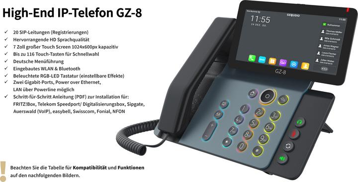 Actual product image Gequdio High-End IP Telefon GZ-8 mit Netzteil mit Touchdispl