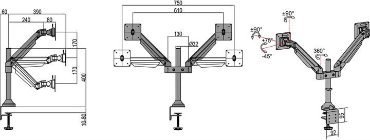 Immagine prodotto Multibrackets MB Braccio di sollevamento a gas HD (Tavolo, 32")