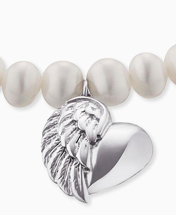 Immagine prodotto Engelsrufer Bracciale di perle Cuore con ali d'angelo ERB-HEARTWINGPE (L) (17 cm, Perle, Argento rodiato)
