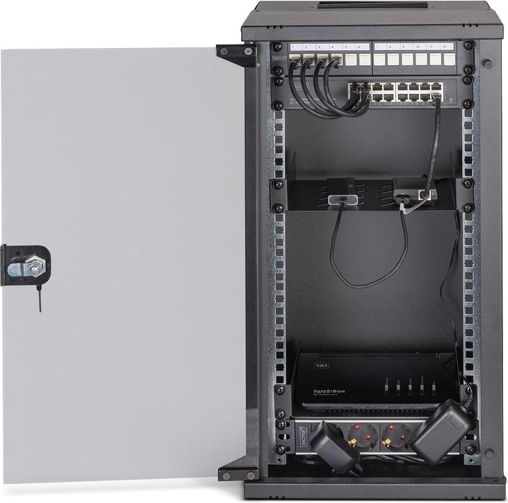 Produktbild Digitus 10" Netzwerk-Set, 12HE Wandgehäuse und Zubehör, sw SOHO PRO Version (10 Zoll Rack)