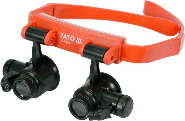 Yato Profi Kopfband-Lupenbrille mit Beleuchtung | Binokular | 10x/15x/20x/25x | YT-73840
