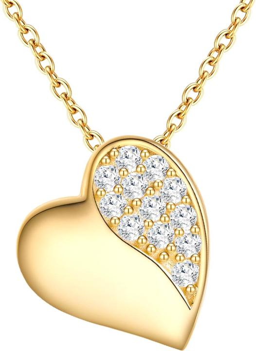 Immagine prodotto Rafaela Donata Catena da donna Heart Sterling Silver Cubic Zirconia Yellow Gold 40,0 cm + 5,0 cm di estensione - (Argento, 40 - 45 cm)