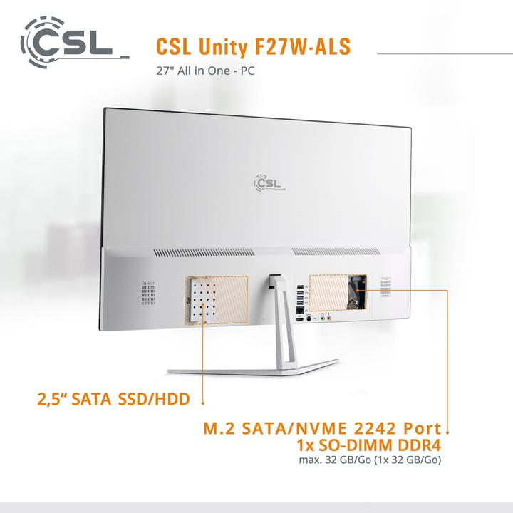 Produktbild CSL All-in-One-PC Unity F27W-ALS 1000 GB 32 GB RAM Win 11 Home (Intel N200, 32 GB, 1000 GB, Intel UHD Graphics)
