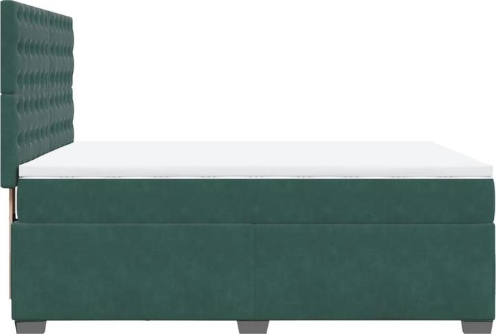 Image du produit VidaXL Boxspring Lit Lit capitonné avec matelas Vert foncé 140x200cm Velours (140 x 200, 140 x 200)