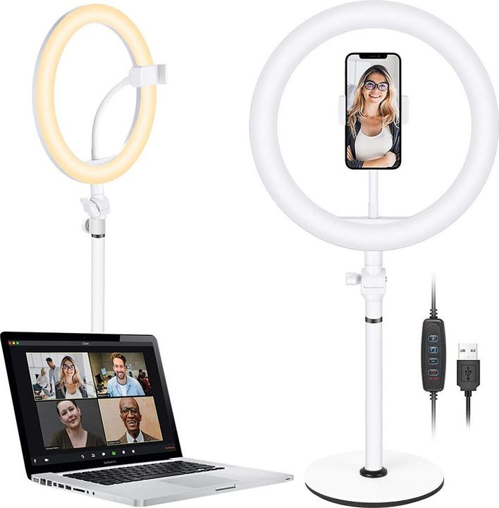 Immagine prodotto Techsuit - Ring Light (RL-02) - for Mobile Phone, Laptop, with Desk Mount - White (Anello di luce)