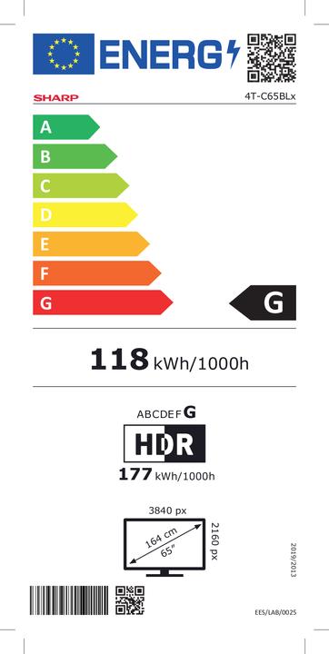 Energie-Label Sharp 65BL5EA (65", LCD, 4K, 2019)