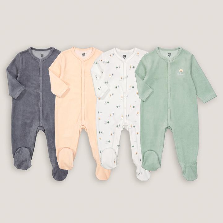Produktbild La Redoute Collections 4er-Pack Strampler aus Samt (54)