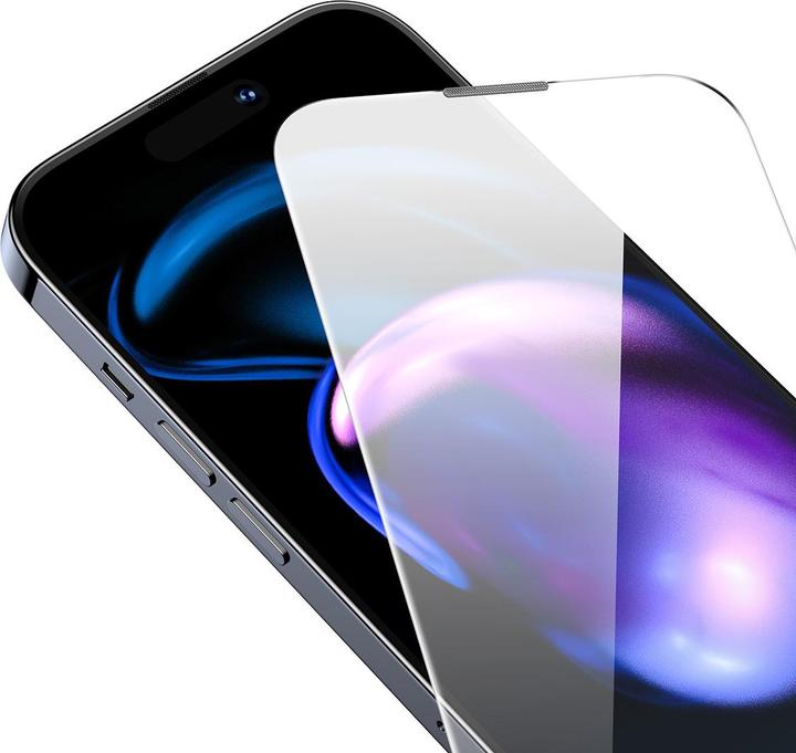 Produktbild Baseus Set of 2x Tempered Glass for iPhone 14 Pro Full Screen with Speaker Cover 0.3mm + Mounting Fr (80 Stück, Apple iPhone 14 Pro)