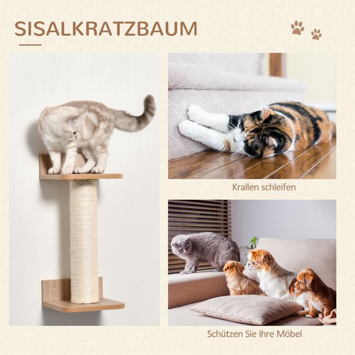 Immagine prodotto PawHut Parete di arrampicata per gatti (17.50 cm, Marrone chiaro)