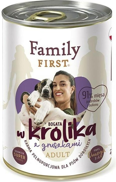 Produktbild Family FIRST Adult Rabbit with pear - Nassfutter für Hunde - 400 g (Adult, 1 Stk., 400 g)