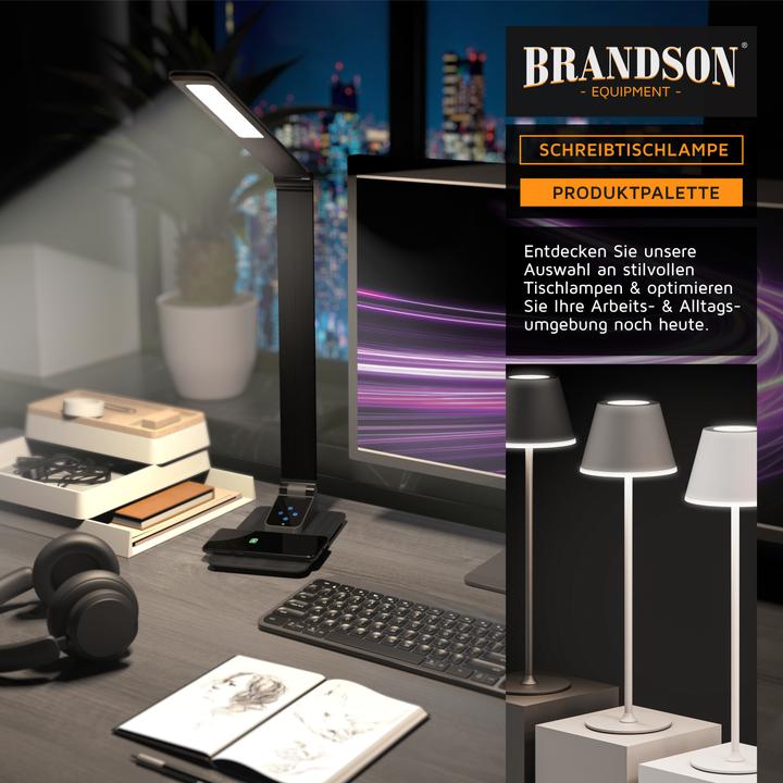 Immagine prodotto Brandson Schreibtischlampe Metall-Design, USB Ladeanschluss, kabelloses Laden wireless Charging, Dimmfunktion (500 lm)