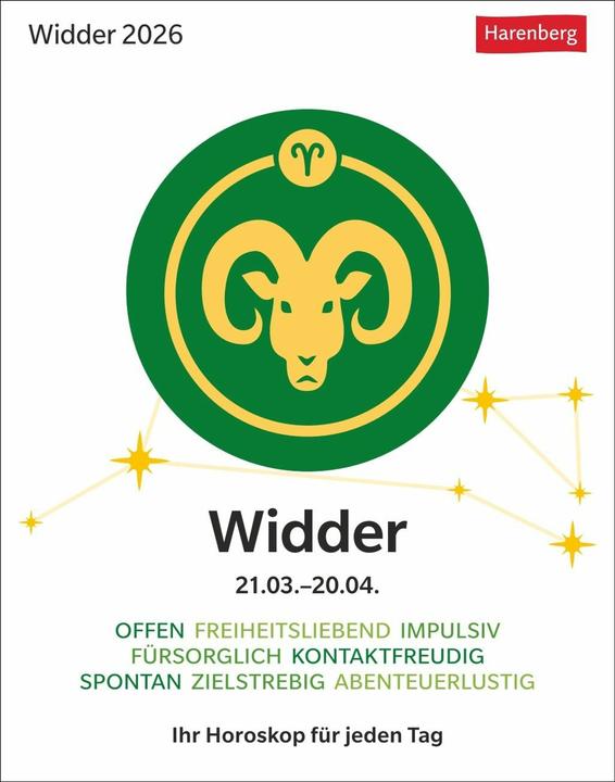 Produktbild Harenberg Widder Sternzeichenkalender 2026 - Tagesabreisskalender - Ihr Horoskop für jeden Tag (Harter Einband, Deutsch)