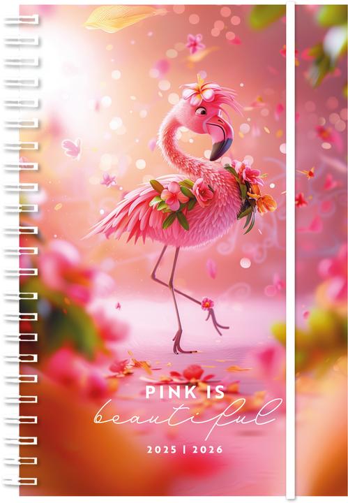 Actual product image Simplex Schüleragenda Emotions 25/26 500221.26 1W/2S 17M Flaminga ML 8x12.5cm (8 x 12.5 cm, German, French, Rhaeto-Romanic, Italian)