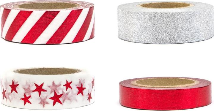 Actual product image Partydeco Rubans adhésif décoratif - Rouge et blanc (4pcs)