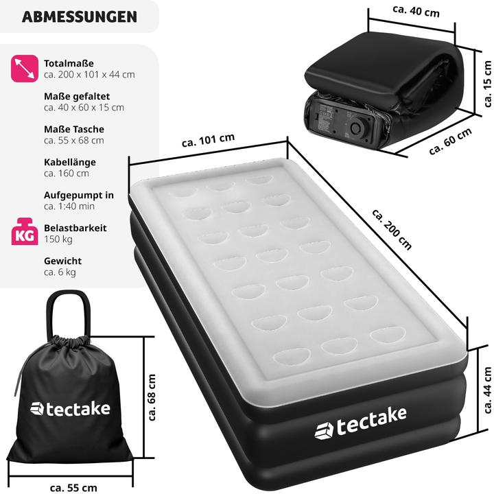 Produktbild tectake Aufblasbare Matratze AirDreams mit Elektropumpe