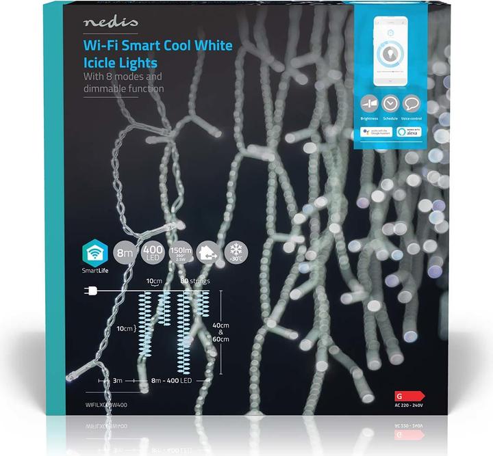 Produktbild Nedis SmartLife Dekorative LED | Wi-Fi | Kaltweiss | 400 LED's | 8.00 m | Android™ / IOS (0.23 m)