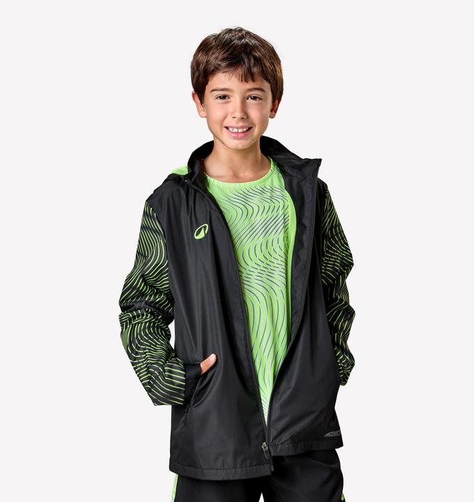 Kipsta Kinder Fussball Regenjacke - VIRALTO Wavy schwarz/neongelb