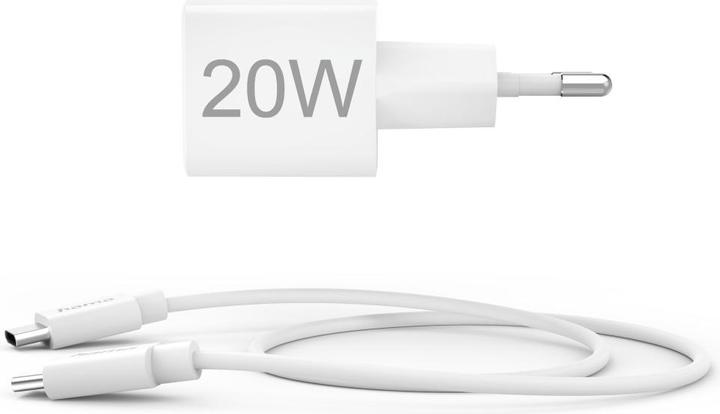 Produktbild Hama Schnellladegerät mit Ladekabel USB-C, Mini-Ladegerät, PD, 20W, 1m, Weiss (20 W)