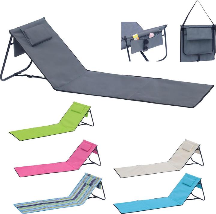 Produktbild Mojawo Strandliege Strandmatte Rückenlehne Kissen faltbar L152xB51xH41cm (152 cm)