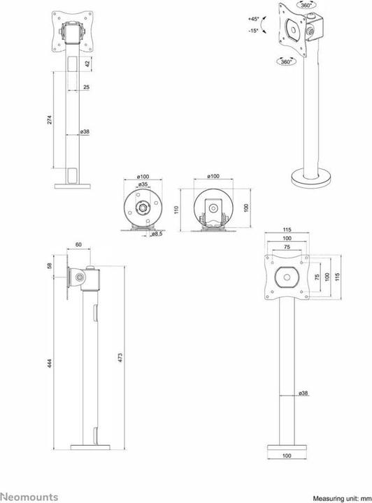 Produktbild Neomounts NS-DPOS100BLACK (Tisch, 32")