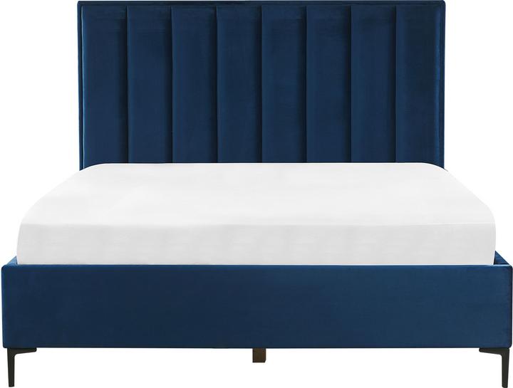 Produktbild Beliani Polsterbett Samtstoff blau mit Bettkasten hochklappbar 160 x 200 cm SEZANNE (160 x 200 cm)