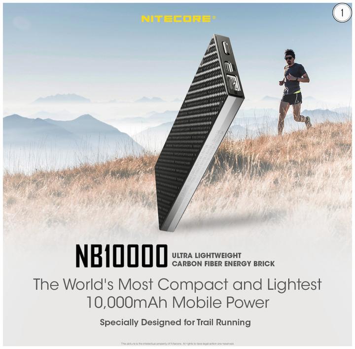 Actual product image Nitecore NB10000 Carbon Fibre Energy Brick Power Bank GEN 3 (10000 mAh, 22.50 W, 38.50 Wh)