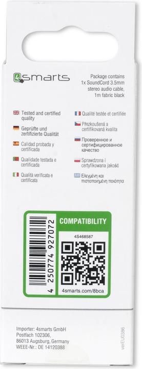 Produktbild 4smarts 3.5 mm Klinkenkabel (1 m, 3.5mm Klinke (AUX))