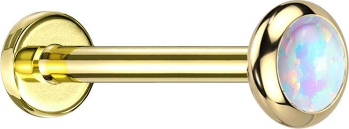 Actual product image Star Piercing Micro Labret internal thread gold-plated disc rounded gold-plated opal white (without brass)