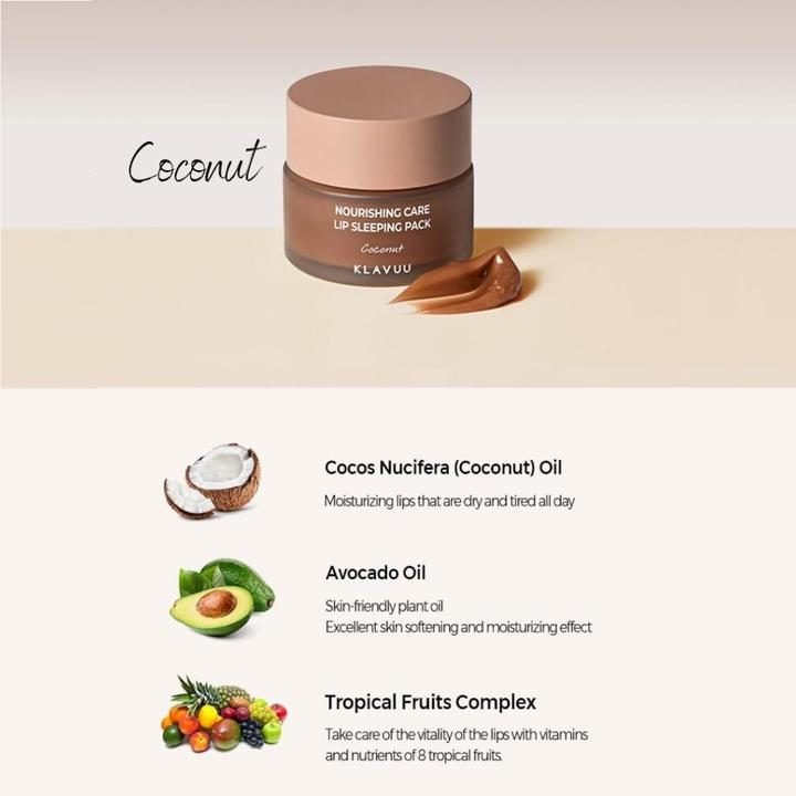 Image du produit Klavuu Pack Nourrissant Sommeil Lèvres Noix de coco (20 ml)